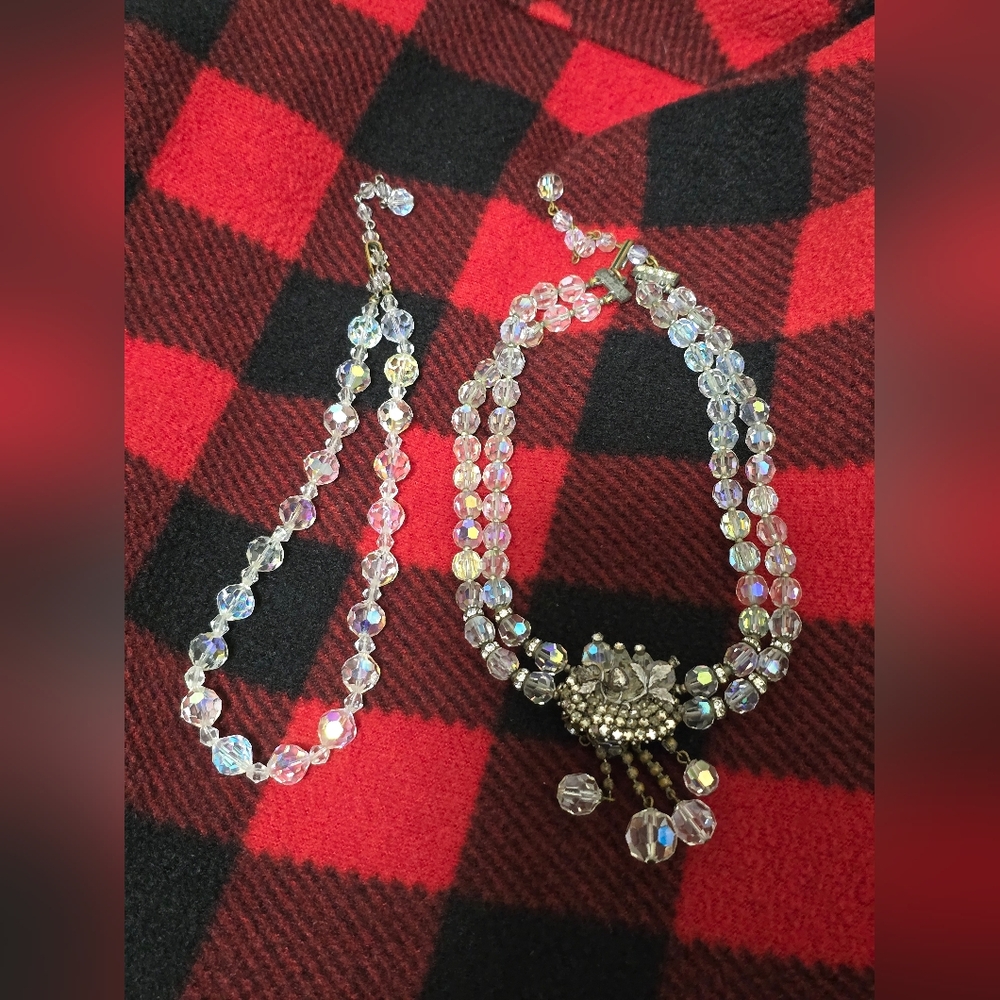 2 Vintage Iridescent Chokers